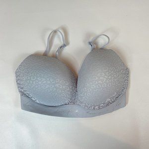 NWOT Victoria's Secret PINK Bra 36DD Wear Everywhere Push-Up Blue Lace Leopard